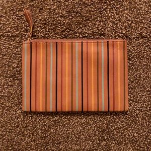Madewell Leather Pouch Clutch: Rainbow Stripe